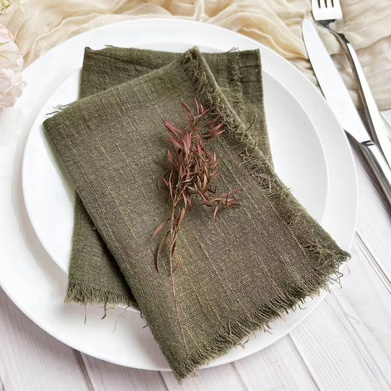 6PCS Napkins 32x32cm Cotton Cloth Gauze Retro Burr Rustic Kitchen Towel Dining Place Mat Wedding Party Linen Napkin Table Decor