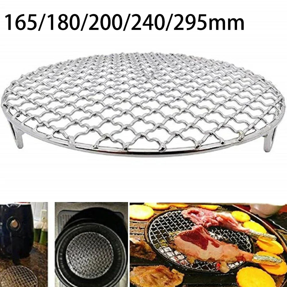 Edelstahl Rund BBQ NET GRILL MESH NETS NETS BACON GRILL TOIL NETS NON-STIFF BBQ MAT GRID OUDDOOR Barbecue Accessori