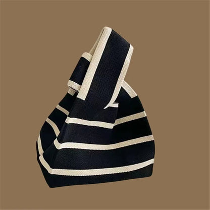 Women Handmade Knitted Small Handbag Casual Wrist Bag Versatile Shopper Mini Tote Bag Student Reusable Shoulder Bag Daily Use