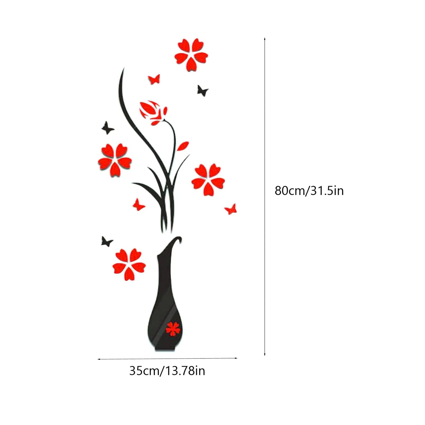 3D Wall Stickers, DIY Vase Flower Tree Crystal Arcylic 3D Wall Stickers Home Livingroom Bedroom Decoration 31.5x15.7 inches