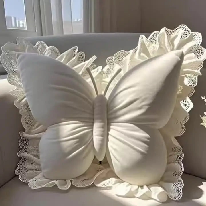 Butterfly-shaped throw pillow, cute cushion for bedroom sofa, home decor novelty item