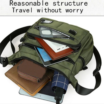 Men's Waterproof Crossbody Bag - Large Nylon/Oxford Shoulder Bag for Travel & Work (Casual Anti-Theft Sling Pack)