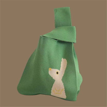 Women Handmade Knitted Small Handbag Casual Wrist Bag Versatile Shopper Mini Tote Bag Student Reusable Shoulder Bag Daily Use