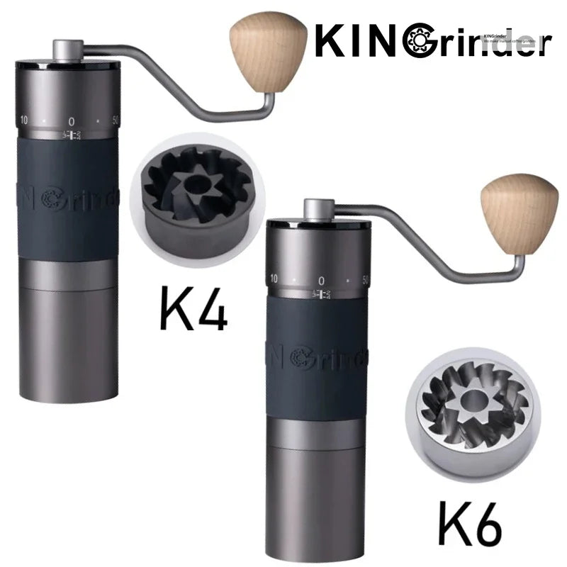 KingRinder K4 /K6 Manual Coffee Grinder Portable Mill 420 Ruostumattomasta teräksestä 48 mm ruostumattomasta teräksestä