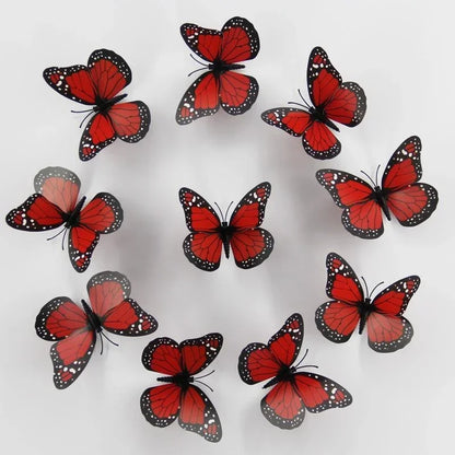 New 10Pcs 4.72 In Monarch Butterfly Decoration Stickers Fake Butterflies for Crafts Artificial Wall 3D Home Decor
