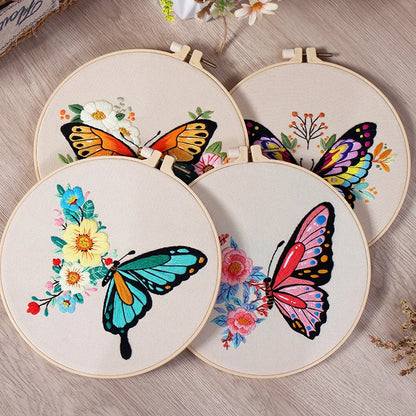 DIY -kirjontapakkaus Butterfly -painettu kuvio aloittelijoille Cross Stitch Set Needlework Hoopin käsintehty ompelu Art Craft Kit