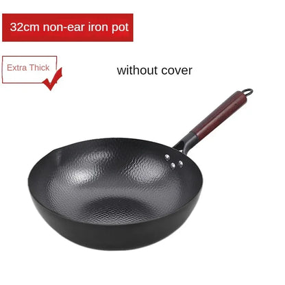 Zhangqiu Non-Stick Iron Pan Flat-Bottom Wok - Universal Induction Cooker for Home Stir-Fries & Non-Rust Healthy Cooking