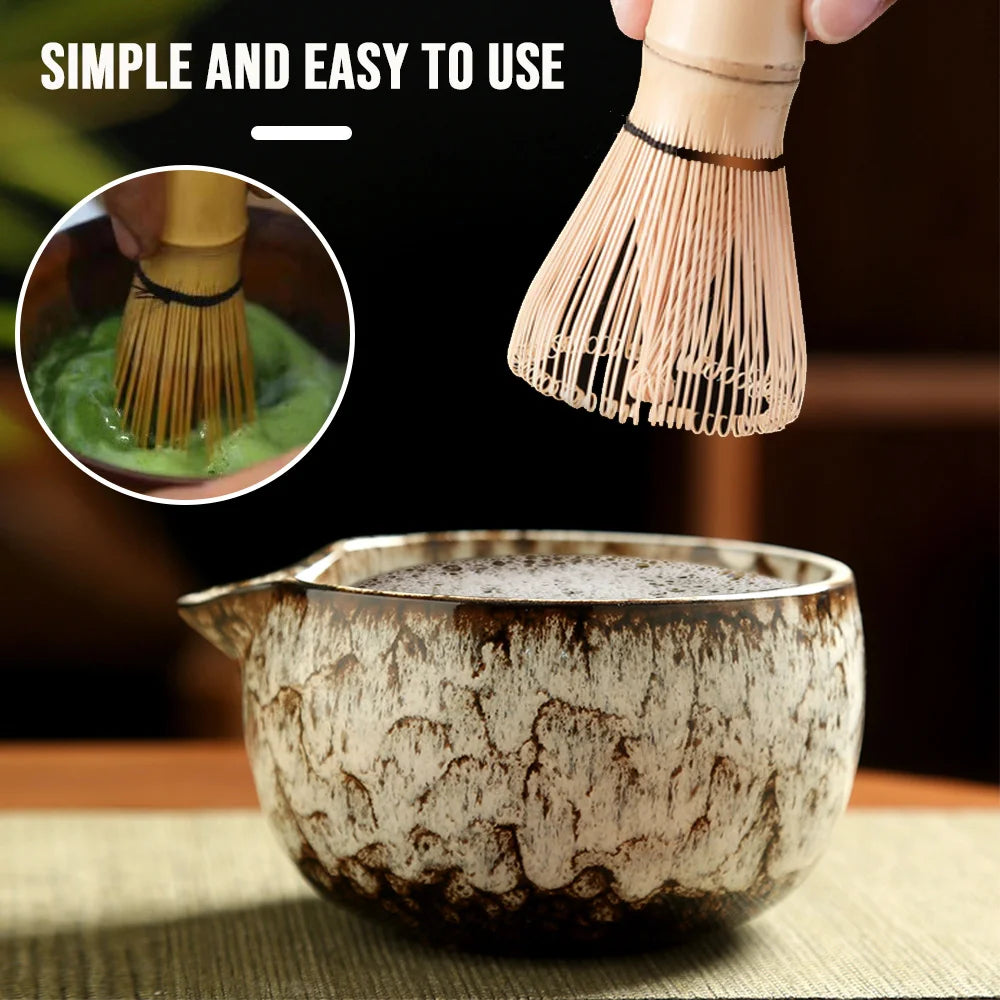 6pcs/Set Japanese Matcha Tea Set iced matcha Kit Bamboo Whisk Teaspoon Tea Sets Matcha Bowl Matcha Whisk Holder Tea-Making Tools