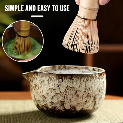 6pcs/Set Japanese Matcha Tea Set iced matcha Kit Bamboo Whisk Teaspoon Tea Sets Matcha Bowl Matcha Whisk Holder Tea-Making Tools