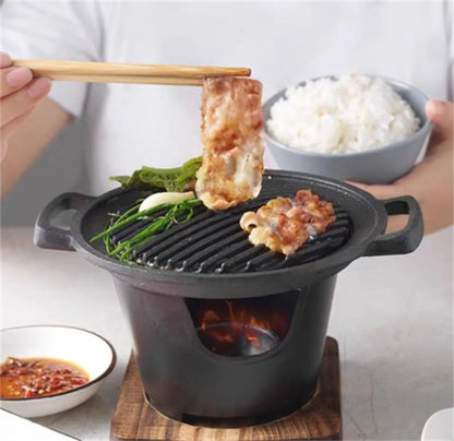 Mini BBQ Alcohol Stove Barbecue Grill Japanese One Person Cooking Oven Detachable Outdoor BBQ Plate Roasting Meat Tools