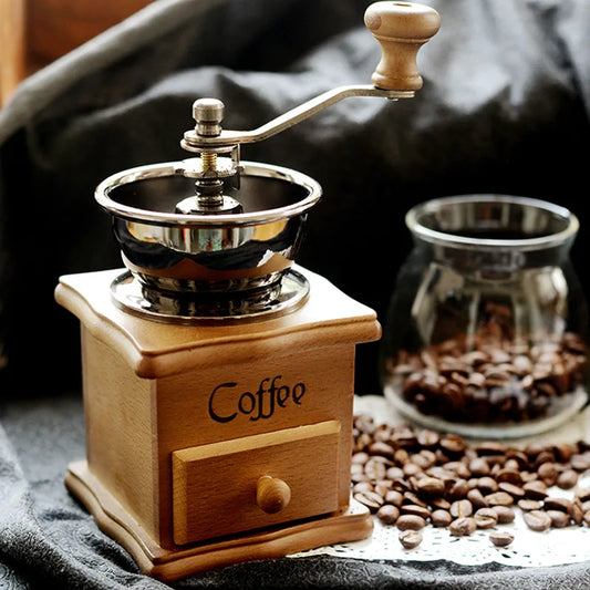Wooden Manual Coffee Bean Grinder Utensils Mini Retro Style Hand Crank Coffee Bean Grinder Profession Barista Coffee Accessories