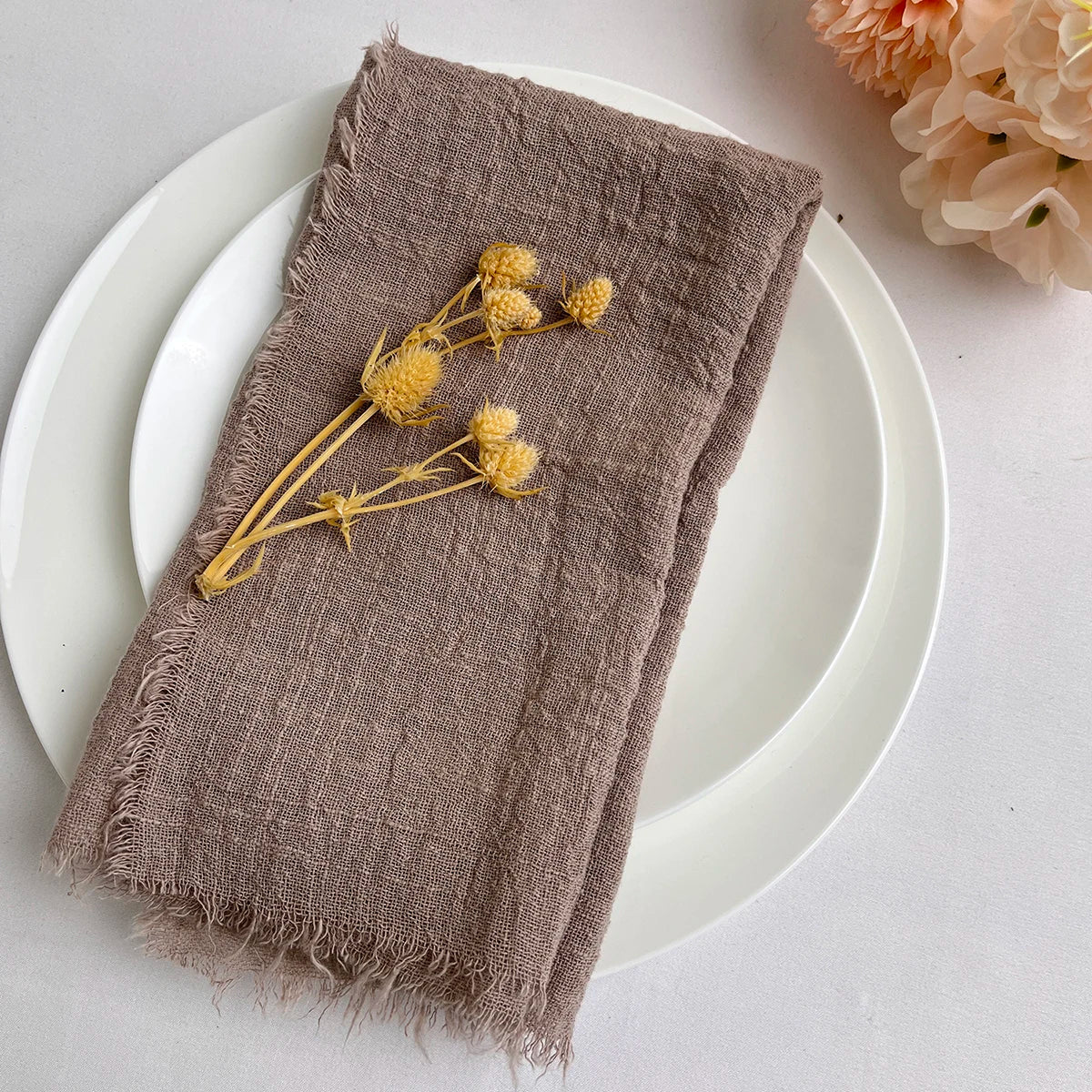 6PCS Napkins 32x32cm Cotton Cloth Gauze Retro Burr Rustic Kitchen Towel Dining Place Mat Wedding Party Linen Napkin Table Decor