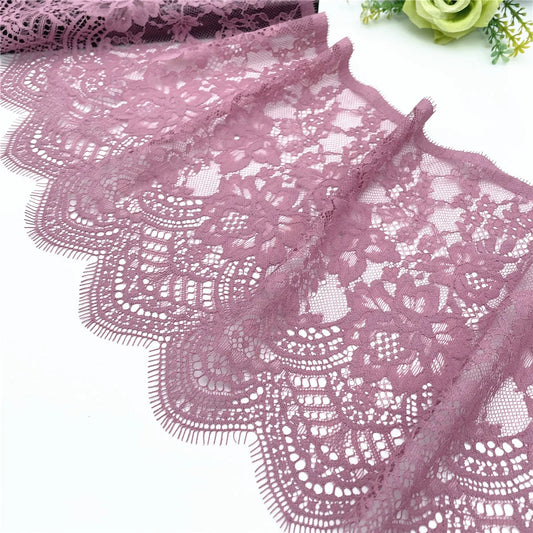 3y/lot Width 24.50cm Purple Eyelash Lace Trim Non-Elastic For Clothing Accessory Dress Sewing Applique Costume Lace Fabric