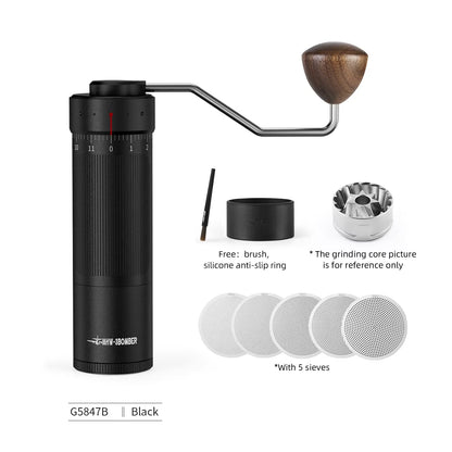 MHW-3BOMBER Manual Coffee Grinder 0.016mm/Click Conical Burr for Espresso Pour Over Adjustable Stainless Steel Barista Tool
