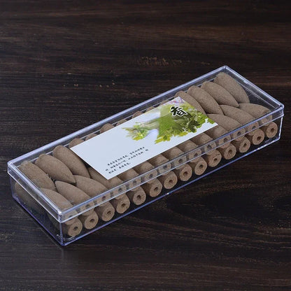 50 Capsules/box of Backflow Incense Cone Aloes Sandalwood DIY Home Office Backflow Smoke Appreciation Meditation Sedation