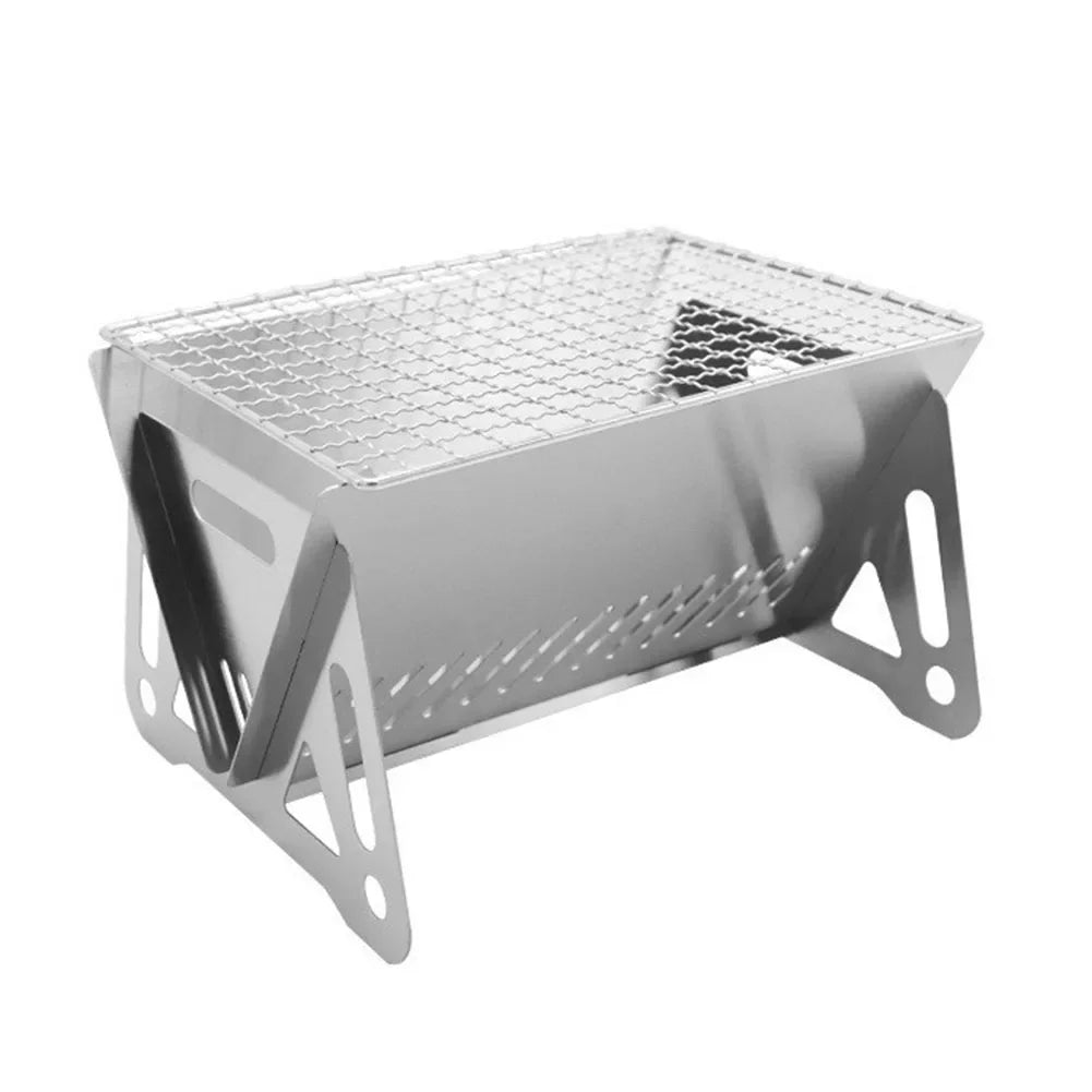 Bærbar foldning grill grillopvarmning komfurer multifunktion camping grill rack netto brændeovn rustfrit stål bbq grill