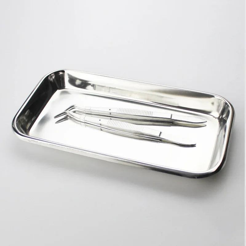 Rostfritt stål Square Storage Tray Dental Medical Tools Kitchen Nail Tattoo Device Supplies Dish