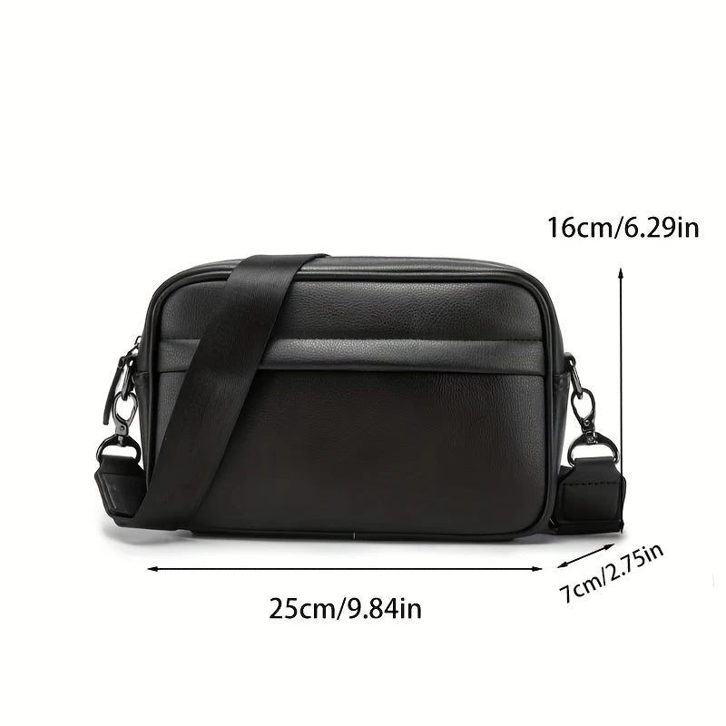 Casual Business Shoulder Bag for Men PU Leather Messenger Bag Wide Strap Crossbody Bags Square Plaid Designer Male Sling Bags