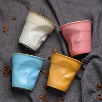 90ml INS Irregular Ceramic Mug Hand-pinch Coffee Cup Mugs Funny Glass Drinking Glasses Kawaii Cup Dessert Plate Mugs Coffee Cup