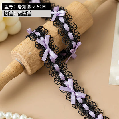 2Meters Bow Decorative Lace Trim Ribbons For Crafts Party Dress Sewing Diy Supplies Handmade Fabric Gift Wrapping Trimming Black