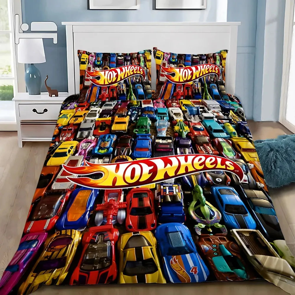 Cars Duvet Cover Wheels Pillowcase Bedding Set Adult Boy Girl Bedroom Decoration Children Gift Single Double Large Size