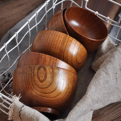 Japanske træskåle Jujube Wood Children Baby Voksne Lille suppe skåle Solid trædåle skåle Retro Husholdningsbordware