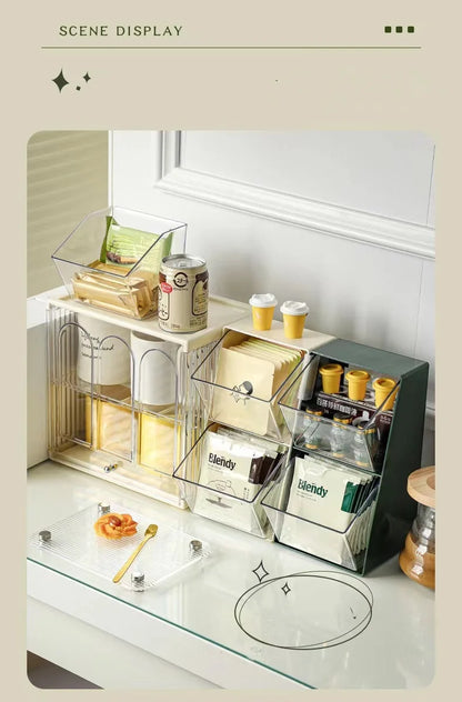 1PC Tea Bag Organizer Drawer Rack Coffee Organizer Office Milk Mask Lipstick Cosmetics Rack Kitchen Dormitory Essential