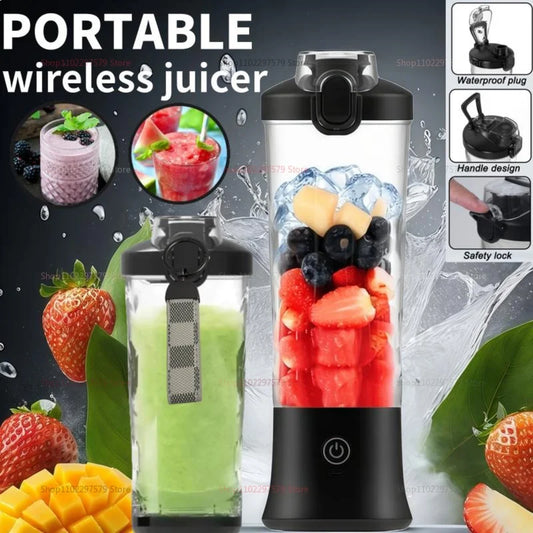 600ml Portable Electric Fruit Juicer Mixer machine USB Rechargeable Mini Fruit Juice Blender with 6 Blades Compact Juice Cup