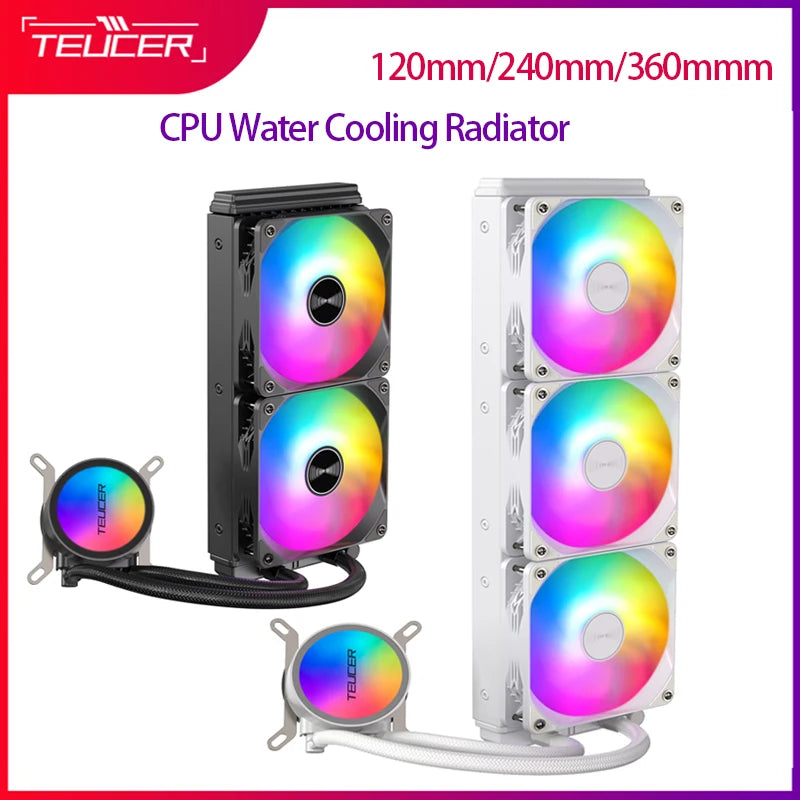 Teucer 120/240/360mm RGB CPU ūdens dzesētājs visi vienā CPU šķidrā dzesēšanas ūdenī atdzesēts radiators X99 2011 1700 1200 115X AM5