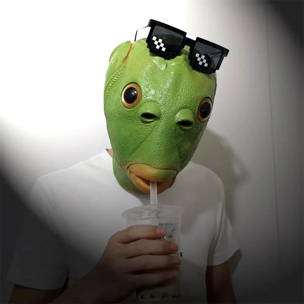 Grappig groen vismasker voor carnavalfeest latex Halloween cosplay kostuummasker maskerade cosplay Halloween Everyday Fun