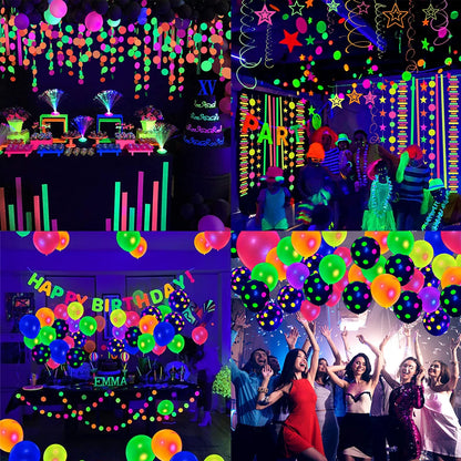 Supplência de festa fluorescente de neon brilho neon brilho no escuro papel de bandeira decorações de guirlanda de casamento festeira de aniversário