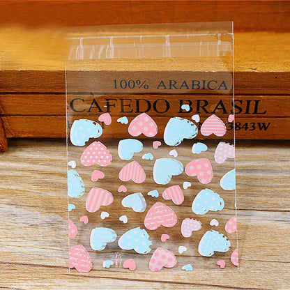 50pcs/Lot Cute Heart Theme Candy Cookie Bags Wedding Birthday Party Candy Buscuit Packaging Bag Christmas Plastic Gift Vesker