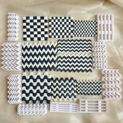 Checkerboard Polimer Argilă Matri de argilă Cutter Cutter DIY Cercei Cercei de bijuterii Liniile presate Instrumente de ceramică