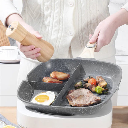 Poêle à friture antiadhésive durable poêle 3 en 1 steak-petit-déjeuner pochettes casseroles de cuisson ustensiles de cuisine ustensiles de cuisine ustensiles