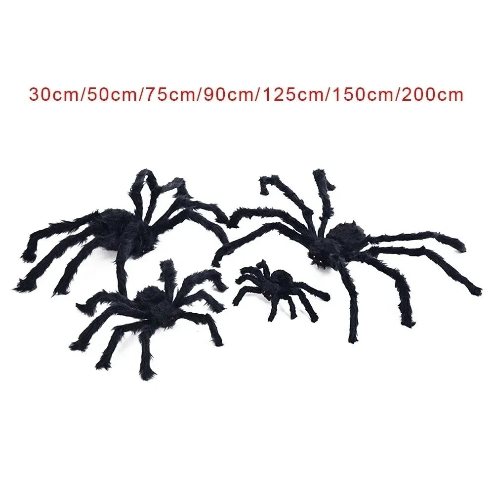 30cm/50cm/75cm/90cm/125cm/150cm/200cm Απόκριες Giant Black Plush Spider Διακόσμηση Hounted House Prop Indoor Outdoor Decor