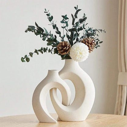 Set european Ceramic Vase Set Creative White Simple Home Decoration Living Room Intrare TV Decor