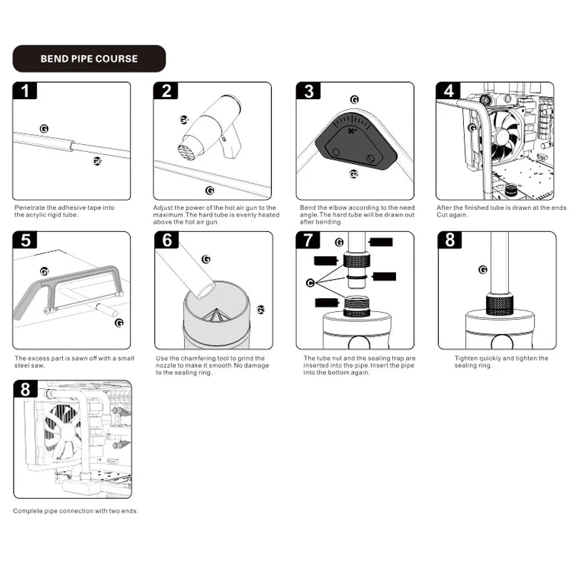 BYKSKI 6PCS / TIPE DE REFRIGIÇÃO DO LOTE DE ÁGUA PETG / PMMA / TUBO DE FELLICA ACRYLICO od12mm / od14mm / od16mm transperante 50cm Comprimento