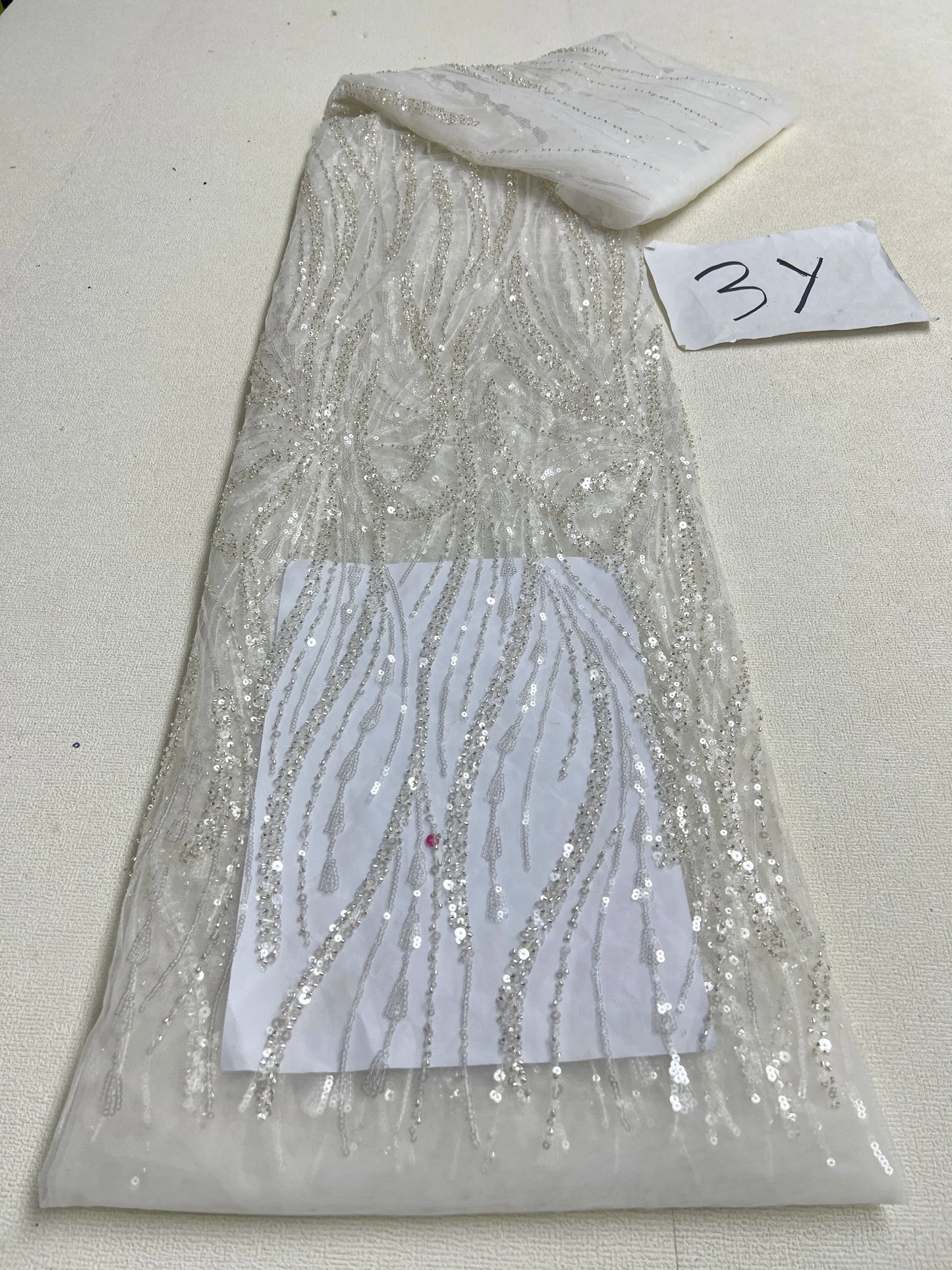 African Sequins Beaded Lace Fabrics  3 yards High Quality Sequence Embroidery French Nigerian Lace Fabric For Wedding Sewing