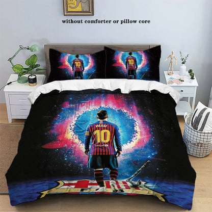 3-piece football star collection (1 down duvet cover+2 pillowcases, no core), personalized bedroom room bedding set