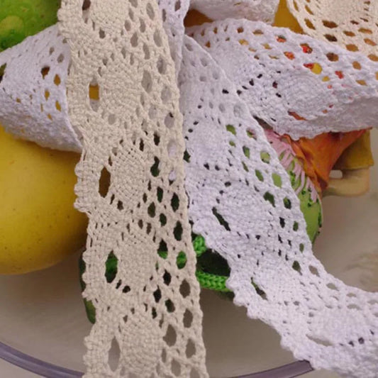 Cotton Lace Ribbon White Beige DIY Handmade Wedding Party Craft Gift Packing Patchwork Crocheted Lace 5meter 10meter 20meter
