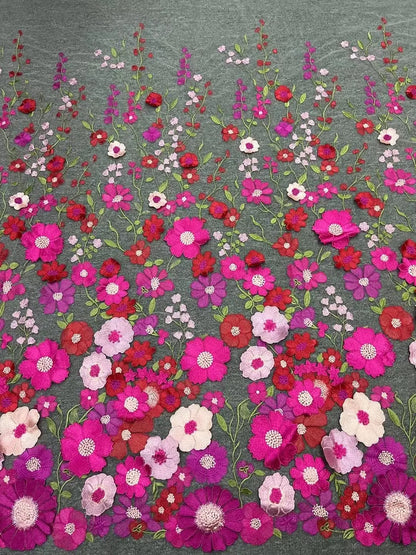 16 Colors multicolor handmade 3D flower lace fabric colorful evening dress lace fabric fashion dress lace 130cm width fabric