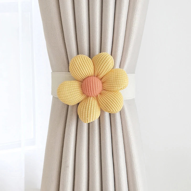 1Pcs Flower Shape Curtain Tieback Elastic Band Window Curtain Buckles Magnetic Buckle Curtain Rope Holders Kids Room Home Decor