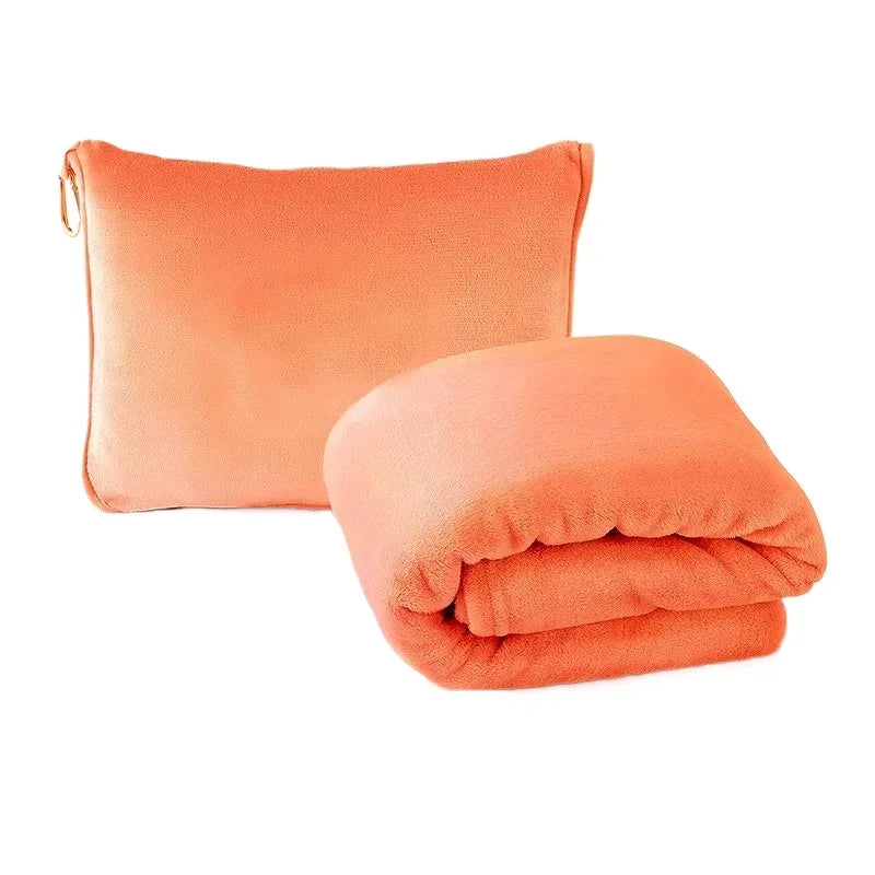 Coral Fleece Airplane Blankets Soft Warm Fluffy Multi Functional Portable Cuddle Cution Pillow 2 in 1 Travel Blankets