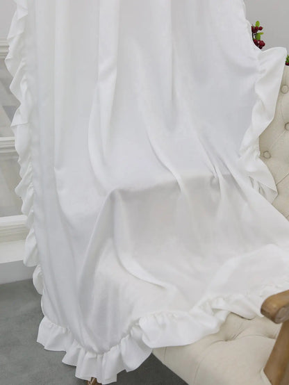 White Smooth Velvet Double Hat Curtains, Decoration For Living Room And Bedroom Windows, White Curtains For Weddings, Gatherings