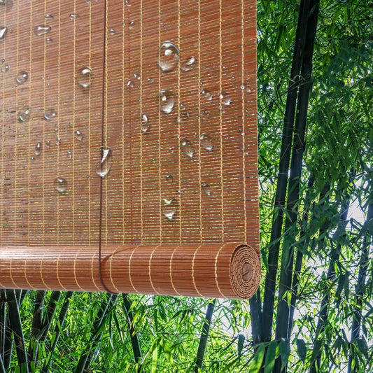 Blackout Roller Blind Window Venetian Screen With Drilling Vertical Sunshade Wood Shading Curtain Beaded Bamboo Shutter Decor