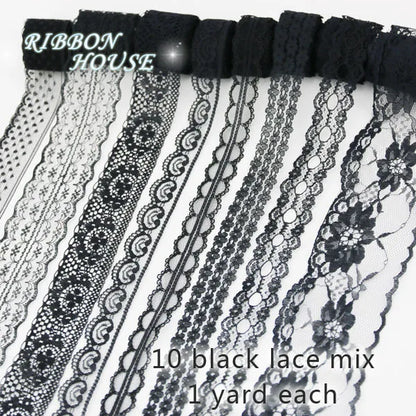 (10 yards/roll) Black lace fabric  ribbon Webbing Decoration Lovely gift packing Material