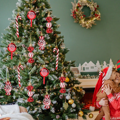 6 piezas de Navidad Lollipop Candy Costing Pending Arbama de Navidad adornados para colgantes Decoraciones navideñas para el hogar 2024 Regalo de año nuevo