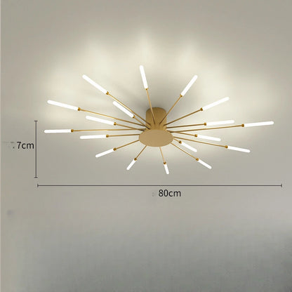 Modern Vortex Firework LED Ceiling Light for Living Room & Bedroom, Dimmable, Energy-Saving, 15-30㎡, Black/Gold