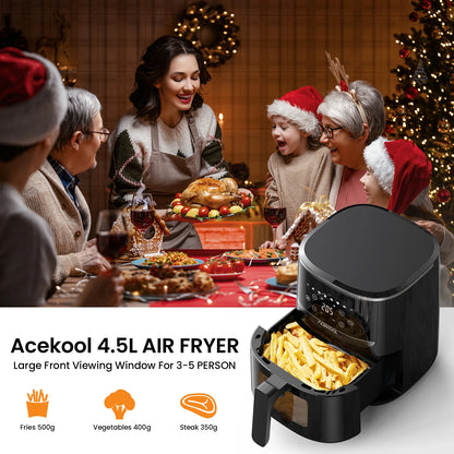 5 Liter Digitaldisplay Air Fryer Toaster Ofen Combo mit 8 Kochvoreinstellungen Oilless -Kocher, sichtbares Fenster, Spülmaschine Safer Korb