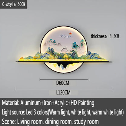 OUFULA Modern Picture Wall Light LED Chinese Creative Landscape Mural Lamp For Home Living Room Study Bedroom Decor